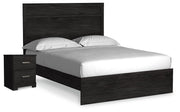 Belachime Charcoal Queen Panel Bed and Nightstand from Ashley - Lara Furniture