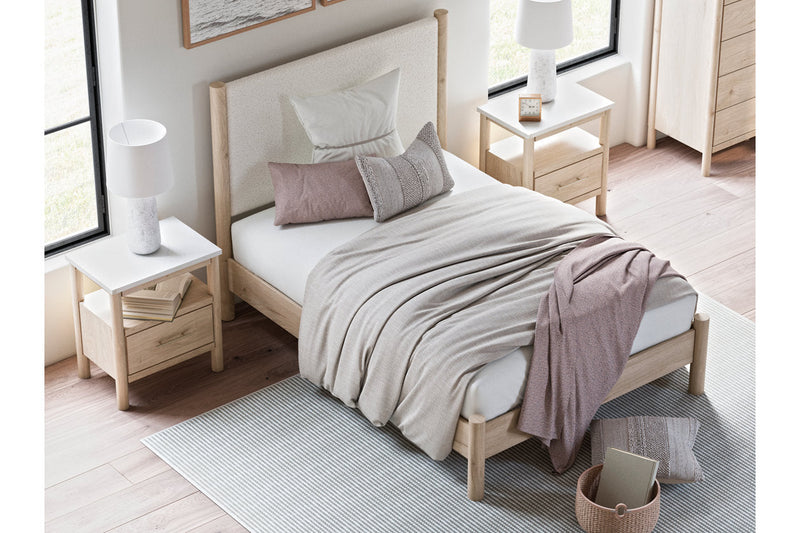 Cadmori Two-tone Full Upholstered Panel Bed from Ashley - Lara Furniture