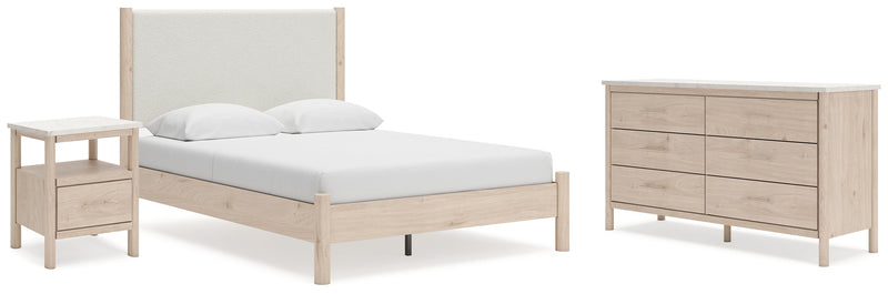 Cadmori Two-tone Queen Upholstered Panel Bed, Dresser and Nightstand from Ashley - Lara Furniture