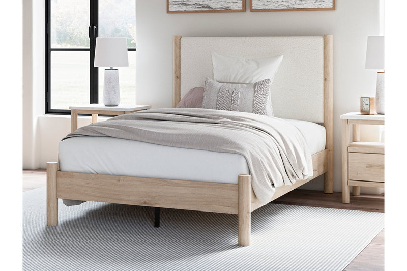 Cadmori Two-tone Full Upholstered Panel Bed from Ashley - Lara Furniture
