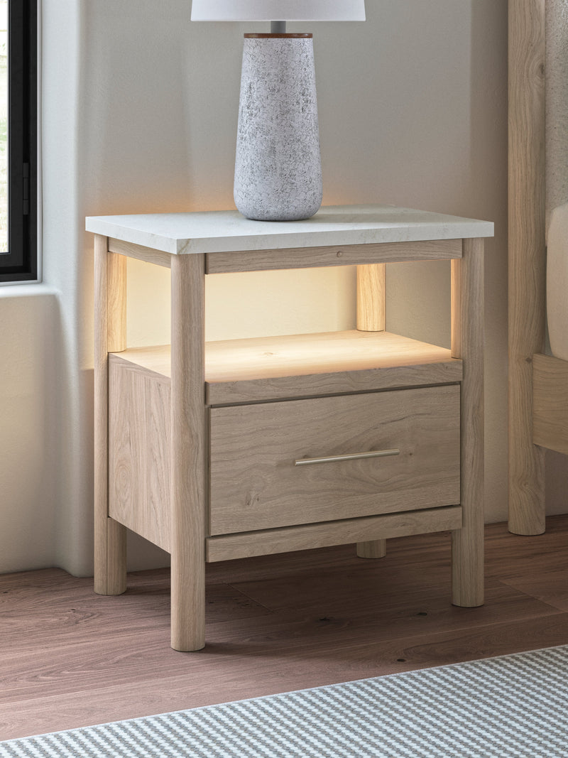 Cadmori Two-tone Queen Upholstered Panel Bed, Dresser and Nightstand from Ashley - Lara Furniture
