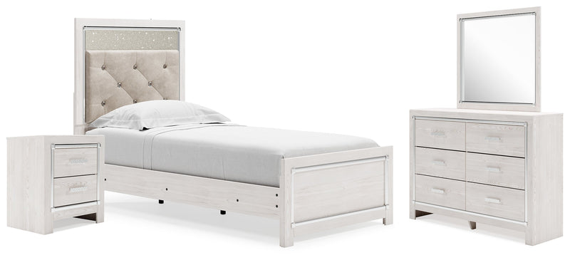 Altyra White Twin Panel Bed, Dresser, Mirror and Nightstand from Ashley - Lara Furniture