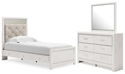 Altyra White Twin Panel Bed, Dresser and Mirror from Ashley - Lara Furniture