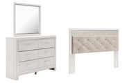Altyra White King Panel Headboard Bed with Mirrored Dresser from Ashley - Lara Furniture
