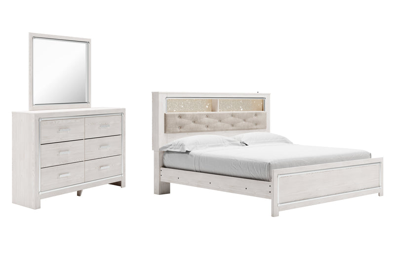 Altyra White King Panel Bookcase Bed, Dresser and Mirror from Ashley - Lara Furniture
