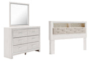 Altyra White King Bookcase Headboard Bed with Mirrored Dresser from Ashley - Lara Furniture