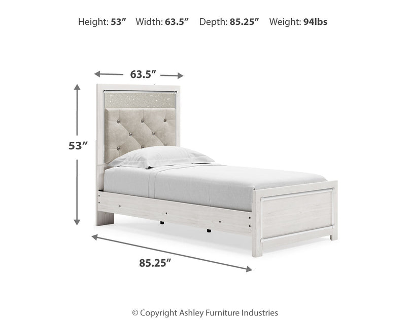 Altyra White Twin Panel Bed, Dresser and Mirror from Ashley - Lara Furniture