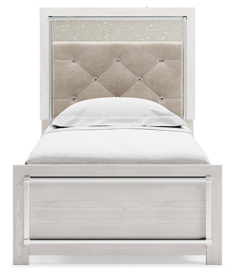 Altyra White Twin Panel Bed, Dresser and Mirror from Ashley - Lara Furniture