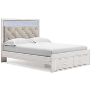 Altyra White LED Upholstered Footboard Storage Platform Bedroom Set from Ashley - Lara Furniture