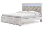 Altyra White King Upholstered Storage Bed from Ashley - Lara Furniture