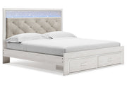 Altyra White King Upholstered Storage Bed from Ashley - Lara Furniture