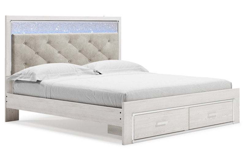 Altyra White King Upholstered Storage Bed from Ashley - Lara Furniture