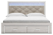 Altyra White King Upholstered Storage Bed from Ashley - Lara Furniture