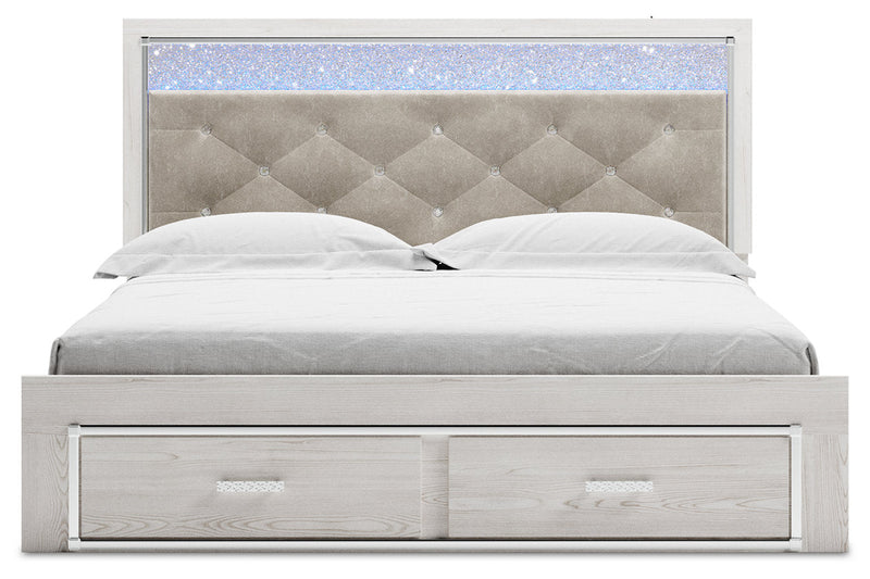 Altyra White King Upholstered Storage Bed from Ashley - Lara Furniture