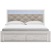 Altyra White LED Upholstered Footboard Storage Platform Bedroom Set from Ashley - Lara Furniture