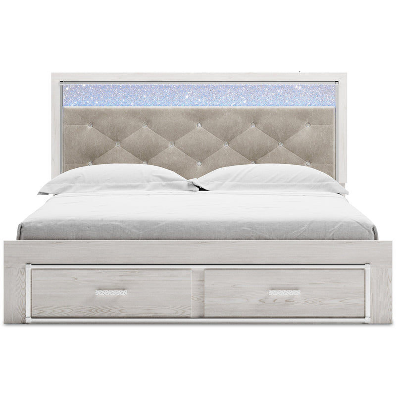 Altyra White LED Upholstered Footboard Storage Platform Bedroom Set from Ashley - Lara Furniture