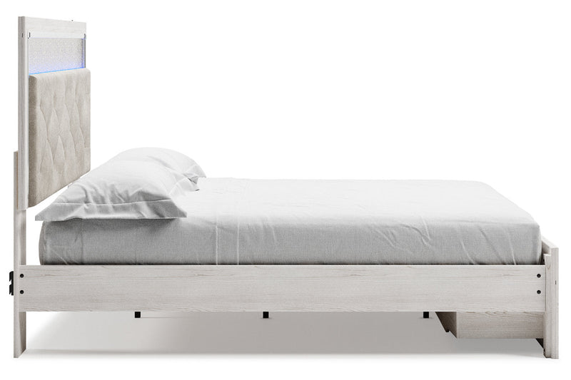 Altyra White King Upholstered Storage Bed from Ashley - Lara Furniture