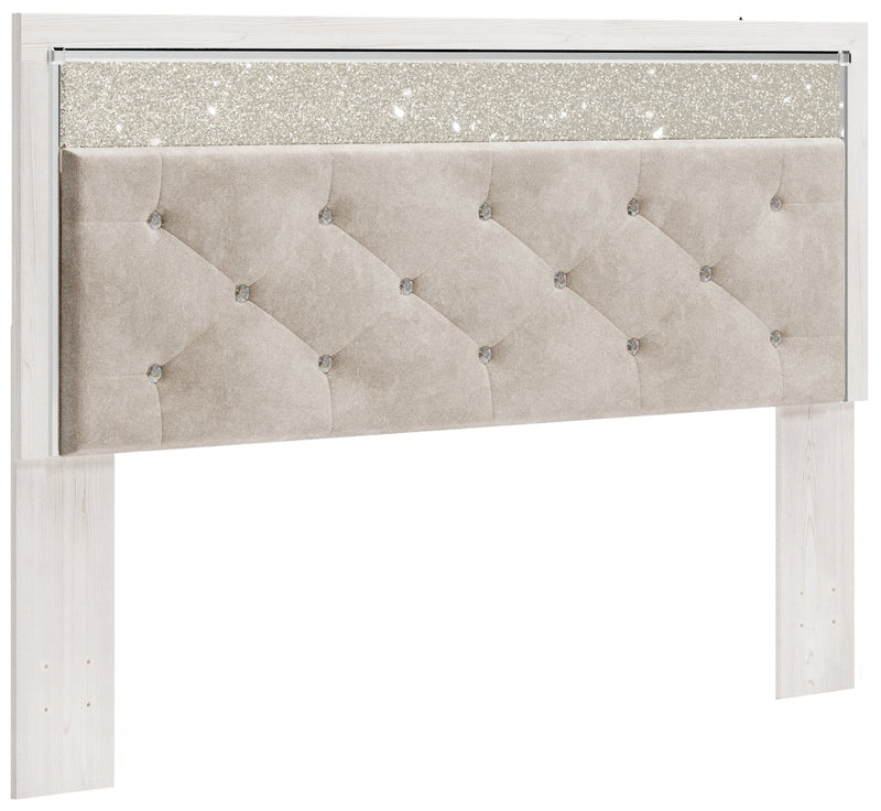 Altyra White King Panel Headboard Bed with Mirrored Dresser from Ashley - Lara Furniture