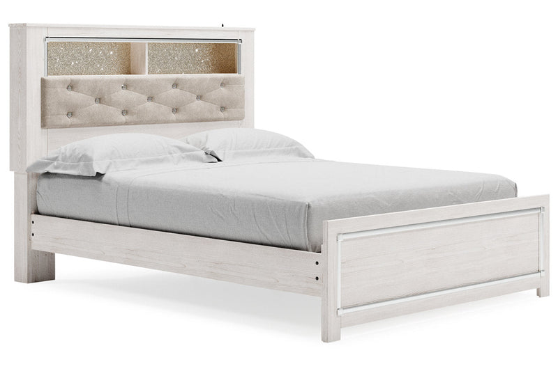 Altyra White Queen Platform Bookcase Bed - Lara FurnitureQueen Bed
