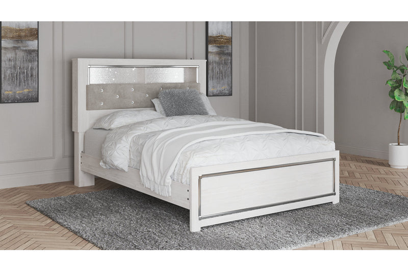 Altyra White Queen Platform Bookcase Bed - Lara FurnitureQueen Bed