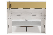 Altyra White Queen Upholstered Platform Bookcase Bed with Storage - Lara FurnitureQueen Bed