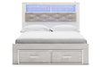 Altyra White Queen Upholstered Platform Bookcase Bed with Storage -  Ashley - Lara Furniture