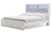 Altyra White King Upholstered Bookcase Bed with Storage from Ashley - Lara Furniture