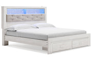Altyra White King Upholstered Bookcase Bed with Storage from Ashley - Lara Furniture
