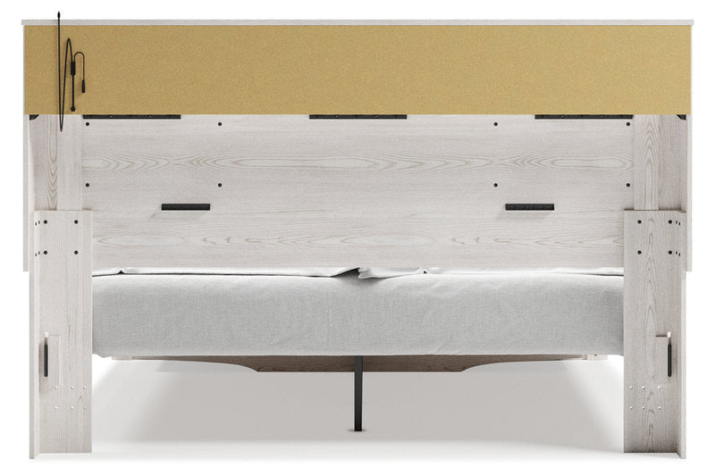 Altyra White King Upholstered Bookcase Bed with Storage from Ashley - Lara Furniture