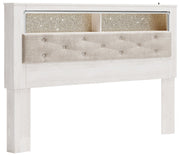 Altyra White King Bookcase Headboard Bed with Mirrored Dresser from Ashley - Lara Furniture