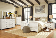 Willowton Whitewash Queen Sleigh Bed, Dresser, Mirror, Chest and Nightstand from Ashley - Lara Furniture