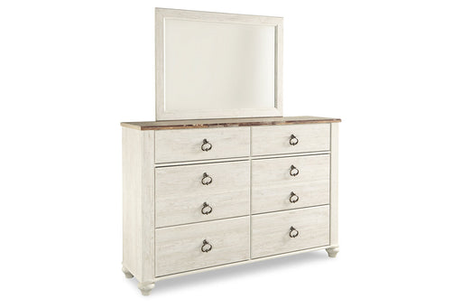 Willowton Whitewash Dresser and Mirror -  Ashley - Lara Furniture