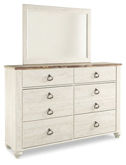 Willowton Whitewash Queen Sleigh Bed, Dresser, Mirror, Chest and Nightstand from Ashley - Lara Furniture