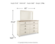 Willowton Whitewash Queen Panel Bed, Dresser and Mirror from Ashley - Lara Furniture