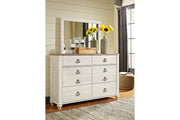 Willowton Whitewash Dresser and Mirror -  Ashley - Lara Furniture