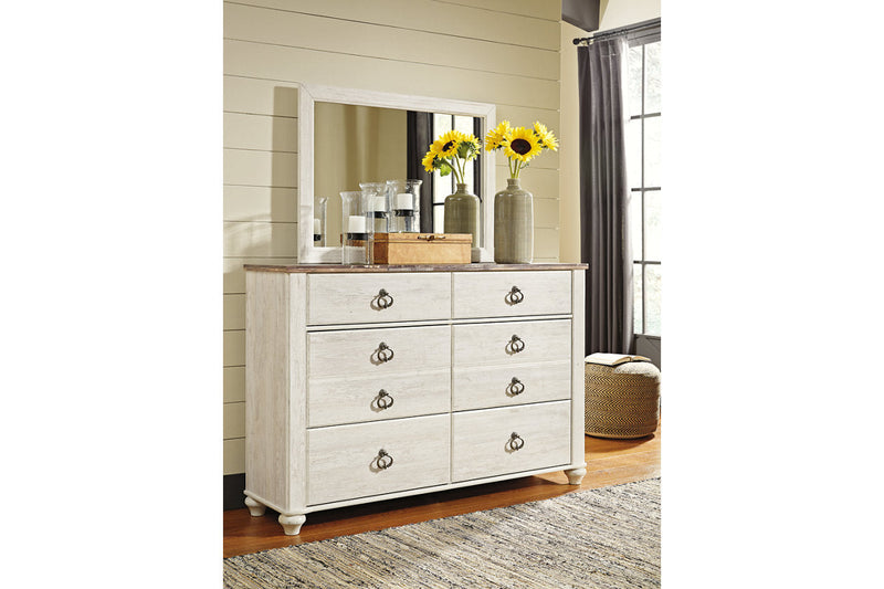 Willowton Whitewash Dresser and Mirror -  Ashley - Lara Furniture