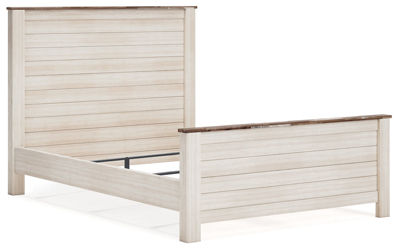Willowton Whitewash Queen Panel Bed, Dresser and Mirror from Ashley - Lara Furniture