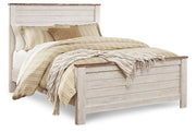 Willowton Whitewash Queen Panel Bed, Dresser, Mirror, and Nightstand from Ashley - Lara Furniture