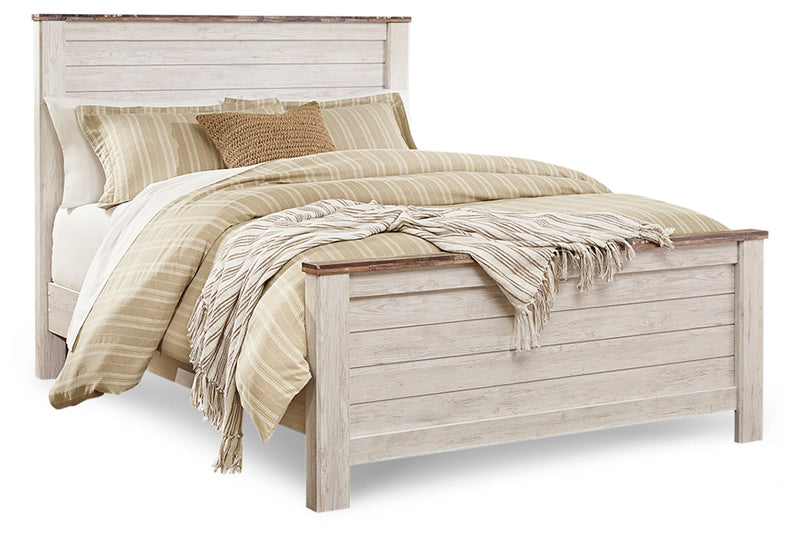 Willowton Whitewash Queen Panel Bed, Dresser and Mirror from Ashley - Lara Furniture