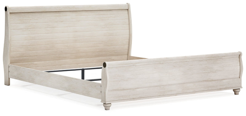 Willowton Whitewash Queen Sleigh Bed, Dresser, Mirror, Chest and Nightstand from Ashley - Lara Furniture