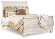 Willowton Whitewash Queen Sleigh Bed, Dresser, Mirror, Chest and Nightstand from Ashley - Lara Furniture