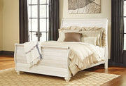 Willowton Whitewash Queen Sleigh Bed, Dresser, Mirror, Chest and Nightstand from Ashley - Lara Furniture