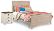 Willowton Whitewash Full Panel Bed and Nightstand from Ashley - Lara Furniture