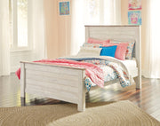 Willowton Whitewash Full Panel Bed and Nightstand from Ashley - Lara Furniture