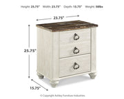 Willowton Whitewash Full Panel Bed and Nightstand from Ashley - Lara Furniture