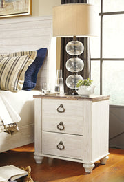 Willowton Whitewash Queen Sleigh Bed, Dresser, Mirror, Chest and Nightstand from Ashley - Lara Furniture
