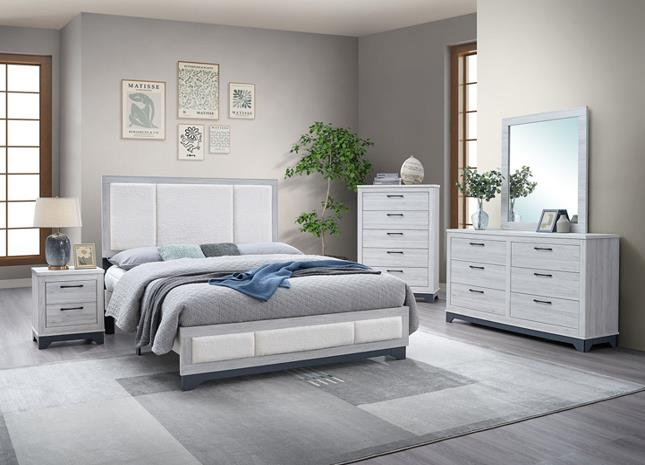 Jouri White Platform Bedroom Set