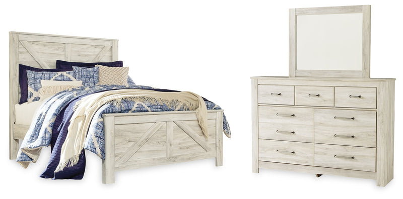 Bellaby Queen Crossbuck Panel Bed, Dresser and Mirror from Ashley - Lara Furniture