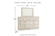 Bellaby Whitewash Dresser and Mirror -  Ashley - Lara Furniture