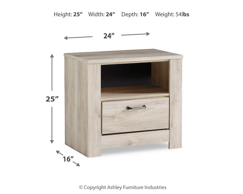 Bellaby Whitewash Queen Panel Bed, Dresser, Mirror, and Nightstand from Ashley - Lara Furniture